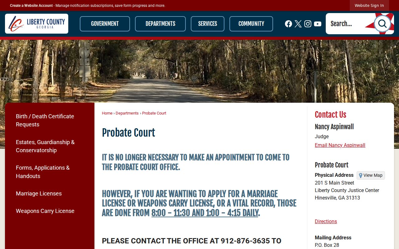 Liberty Probate Court source for Hinesville city directory family research