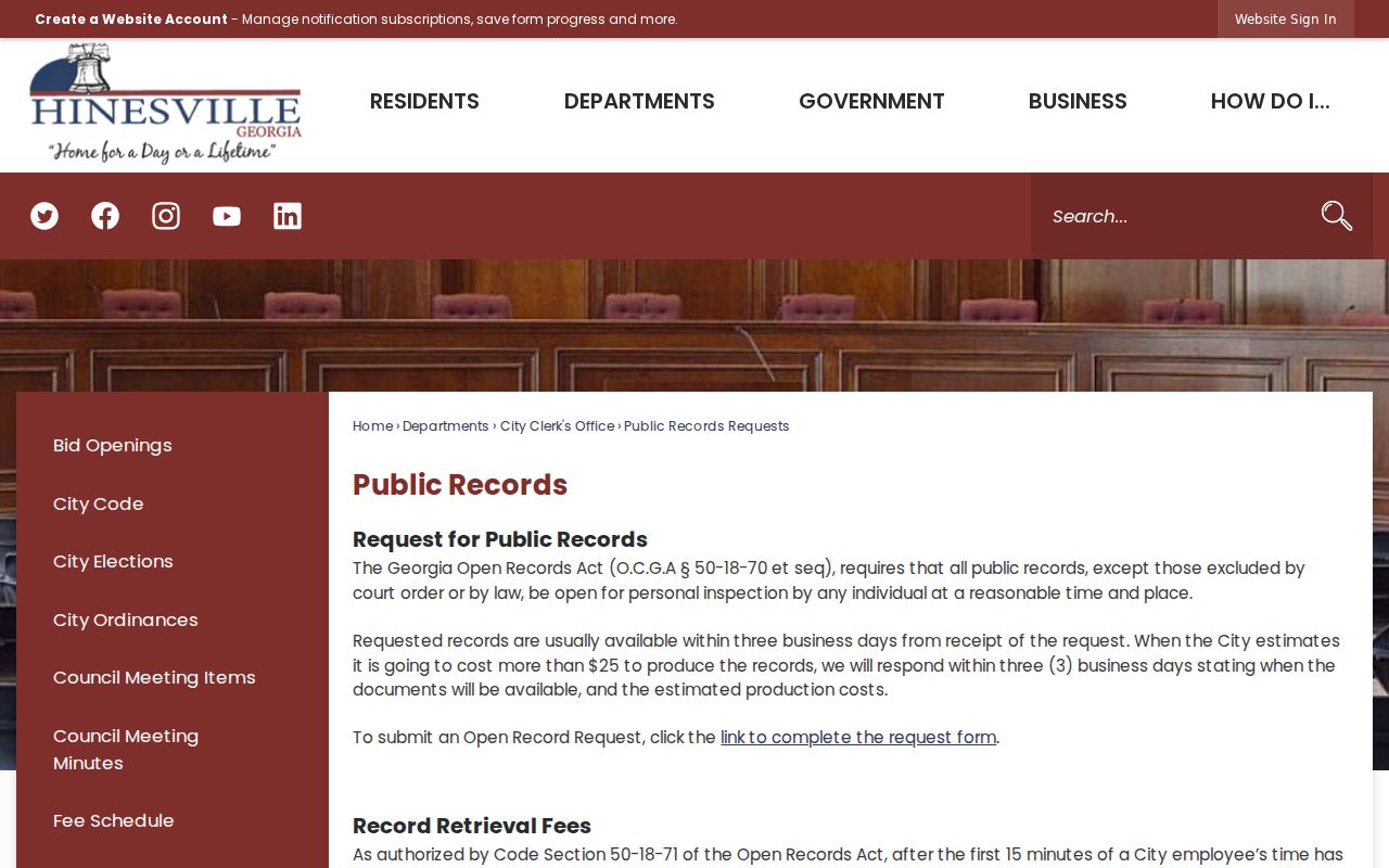 Hinesville residents directory public records request