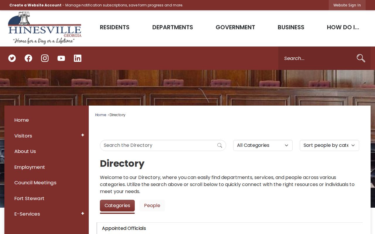 Hinesville residents directory city staff search