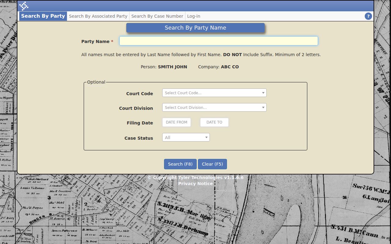Hinesville resident lookup on the Liberty court party-name search