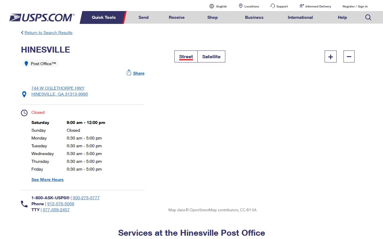 Hinesville ZIP code directory post office details